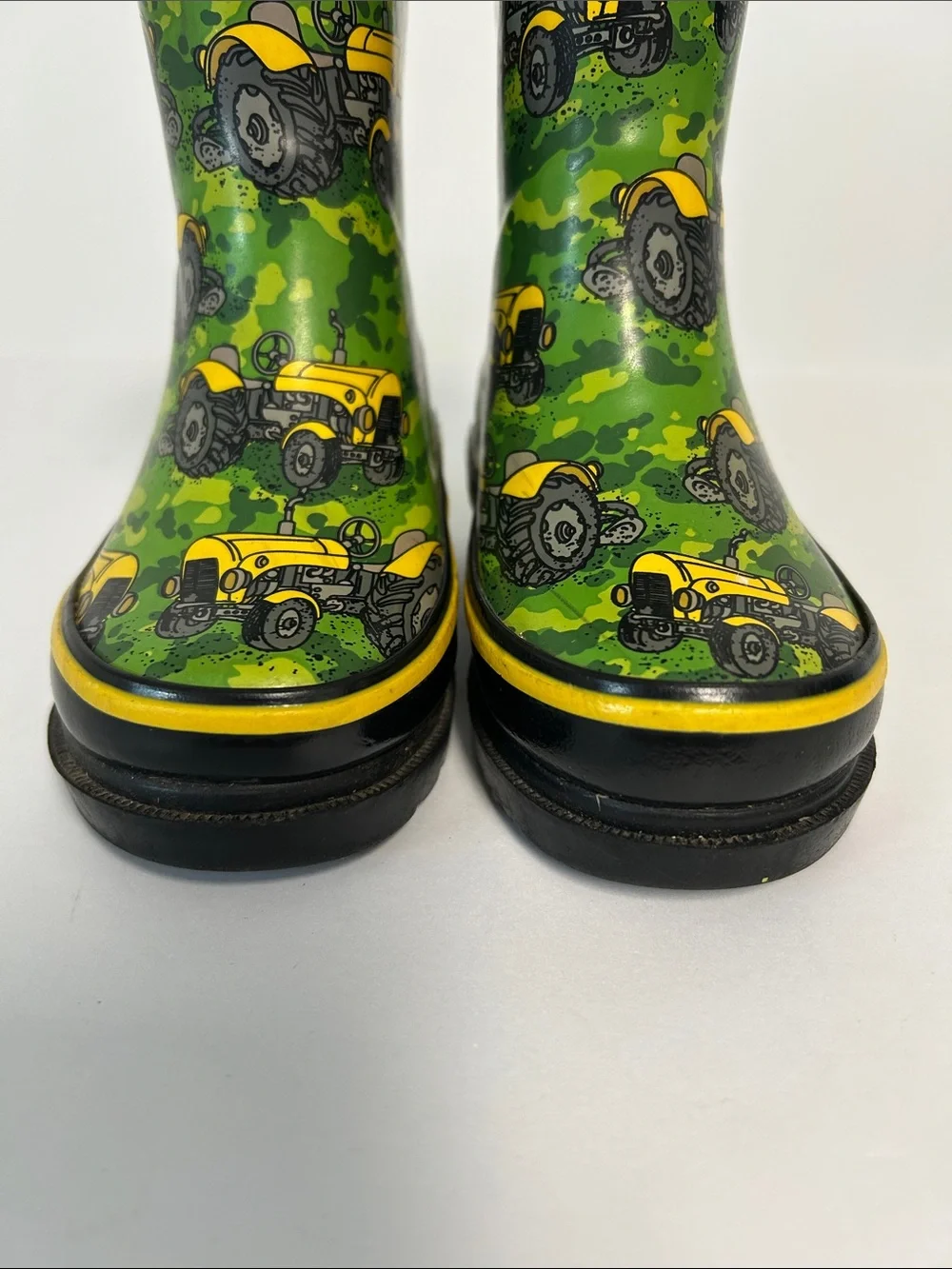 Western Chief Yellow Tractor Graphics Toddler Unisex Size 5/6 Pull-On Rain Boots